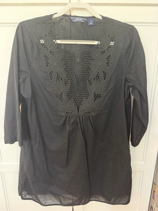Lands' End Other - Lands' End Black Crochet V-Neck Swim Coverup